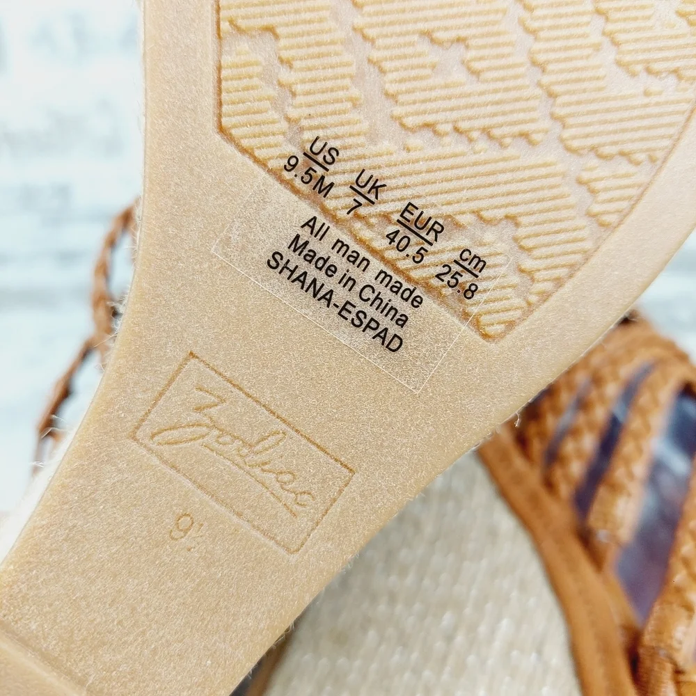 NEW Zodiac Women's Shana Brown Leather Espadrille Wedge Sandals B215 - Picture 11 of 12